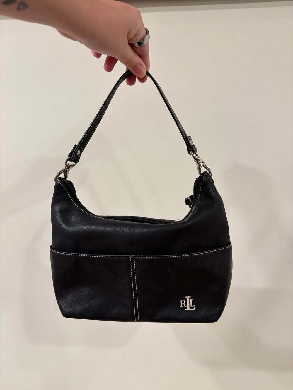 Lauren Ralph Lauren Leather Shoulder Bag Black